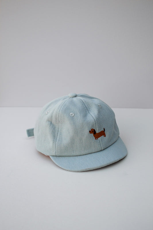 Lässige Jeans Cap mit süßer Dackel Stickerei