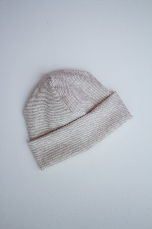 Beanie Labelbeanie Ripjerseybeanie beige meliert